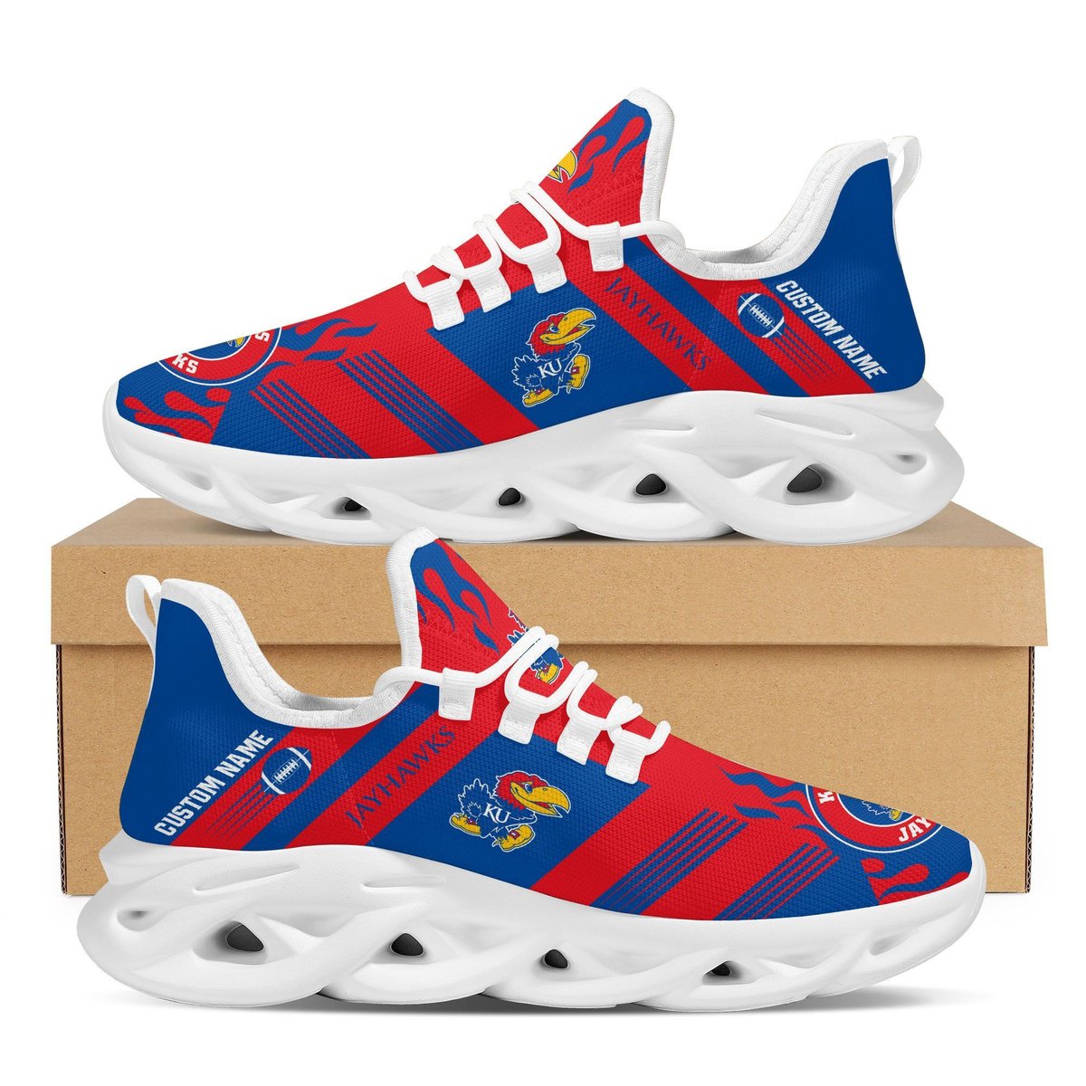 Kansas Jayhawks Custom Personalized Max Soul Sneakers Running Sports Shoes For Men Women University Of Kansas For Men Women