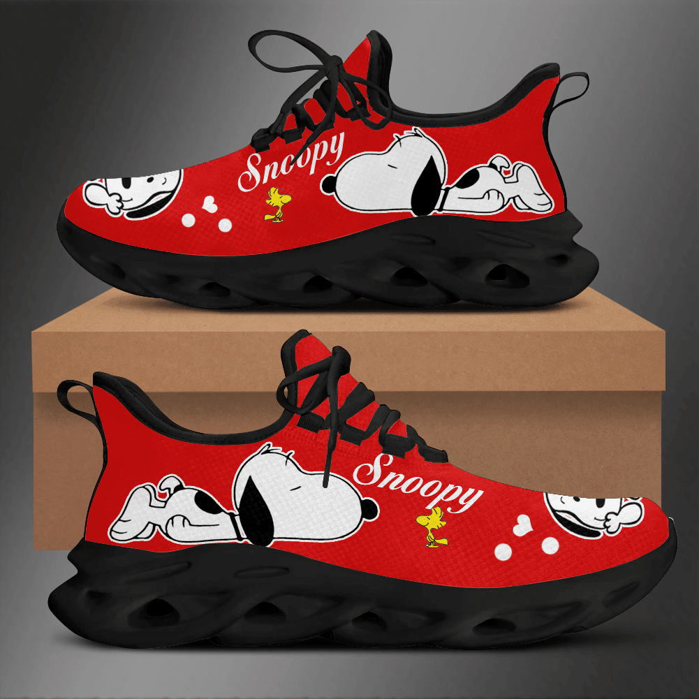 Funny Snoopy And Woodstock, Red Snoopy The Peanuts Max Soul Sneakers Shoes, Running Shoes Max Soul Sneakers 04