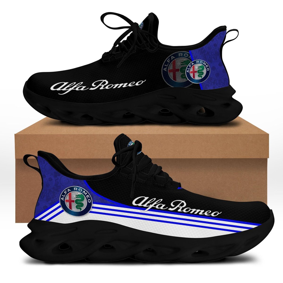 Alfa Romeo Max Soul Sneakers Shoes 30, Gift For Fan Running Shoes Max Soul Sneakers
