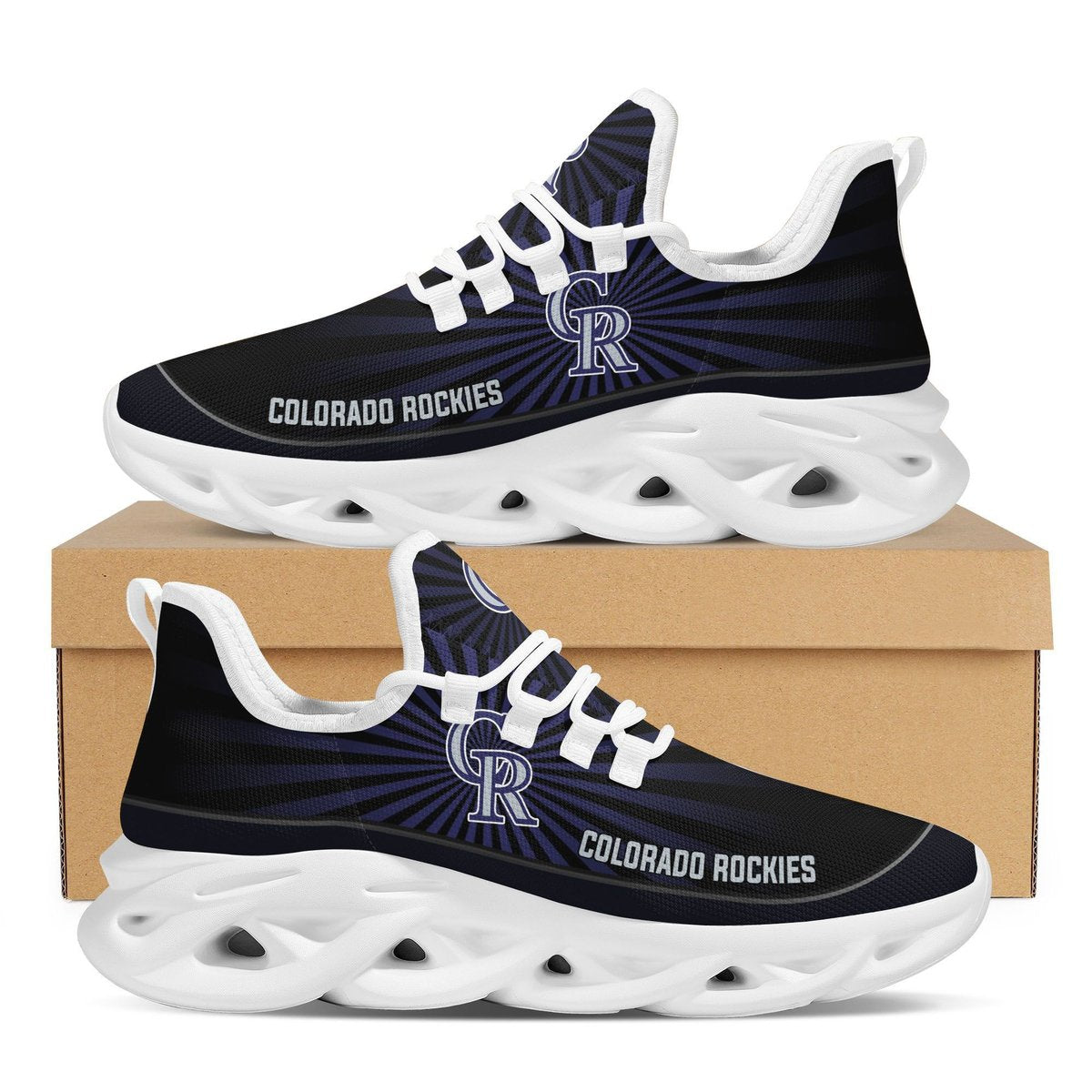 Colorado Rockies Light Flashes Design Trending Max Soul Clunky Sneaker Shoes For Mens Womens Major League Baseball Team Fans For Men Women
