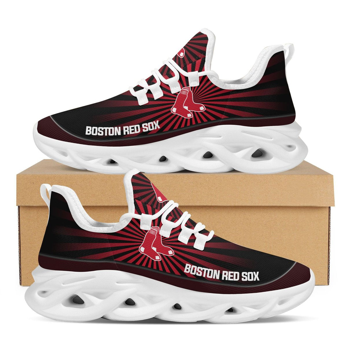Boston Red Sox Light Flashes Design Trending Max Soul Clunky Sneaker Shoes For Mens Womens Major League Baseball Team Fans For Men Women