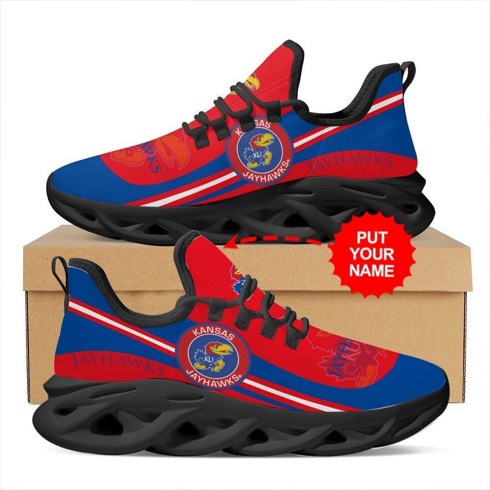 Kansas Jayhawks Custom Name Personalized Max Soul Sneakers Running Sports Shoes For Men Women For Men Women