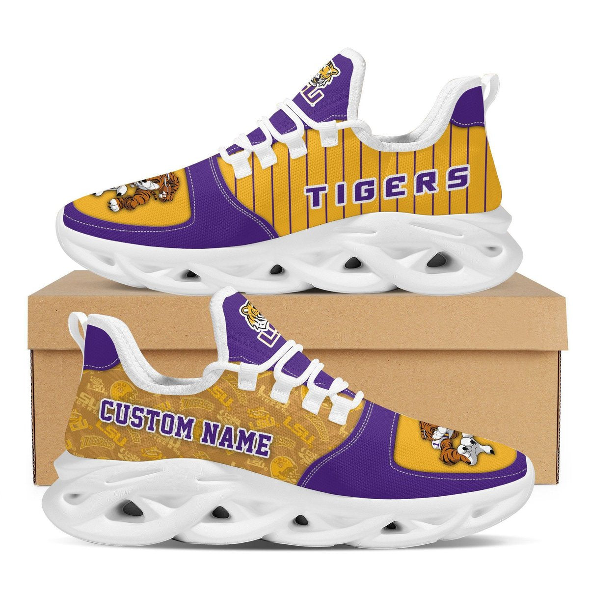 Lsu Tigers Custom Personalized Max Soul Sneakers Running Sports Shoes For Men Women Louisiana State University For Men Women