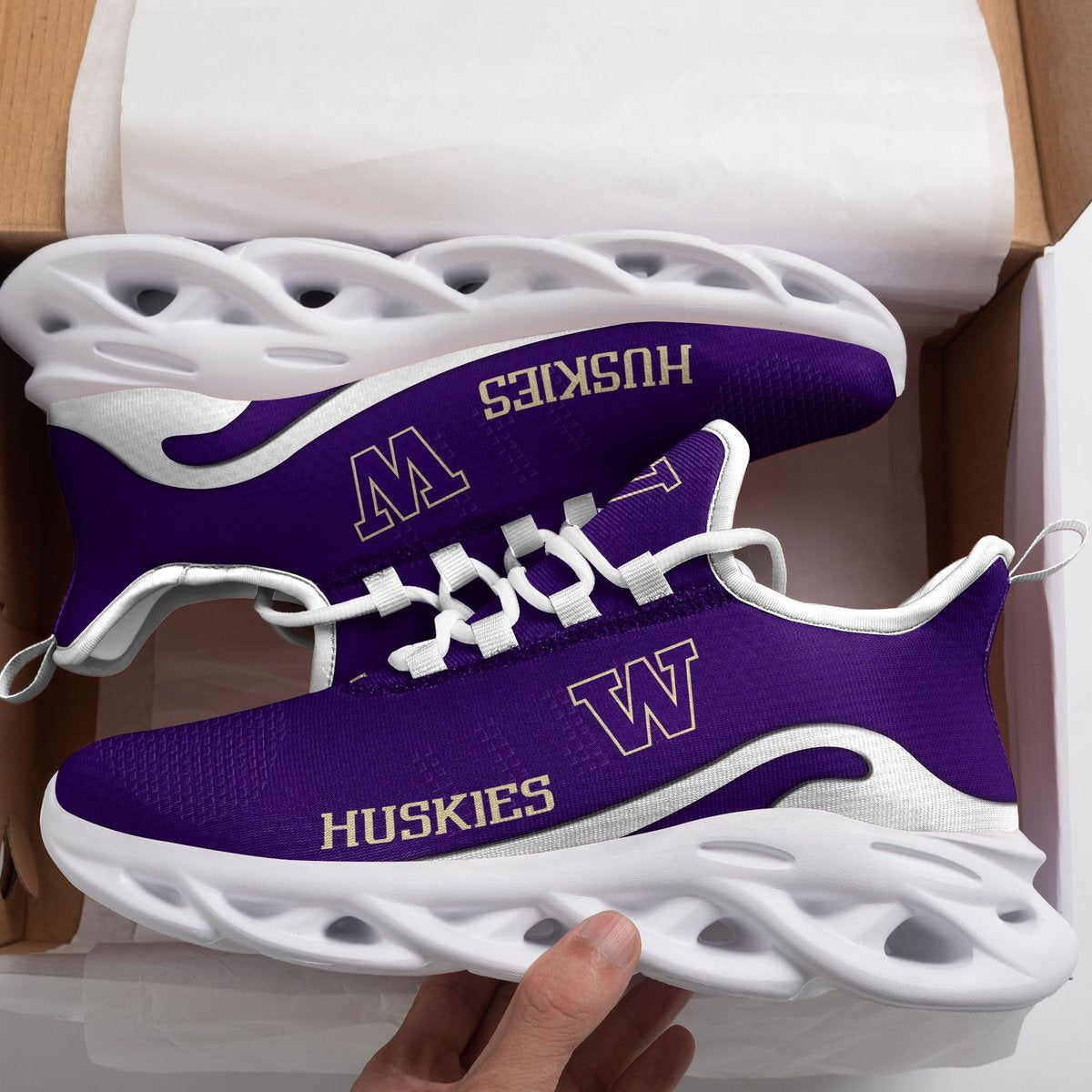 Ncaa Washington Huskies New Trending Max Soul Clunky Sneaker Premium Shoes Gift For Sport Lovers For Men Women