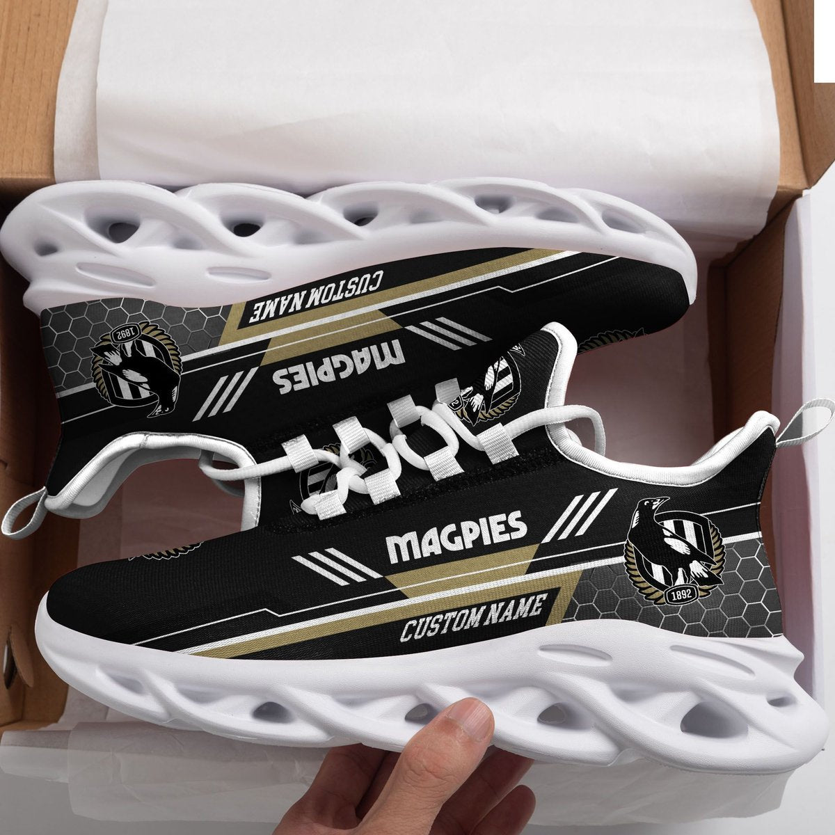 Collingwood Magpies Custom Personalized Max Soul Sneakers Running Sports Shoes For Men Women Football Fan Football Fan For Men Women