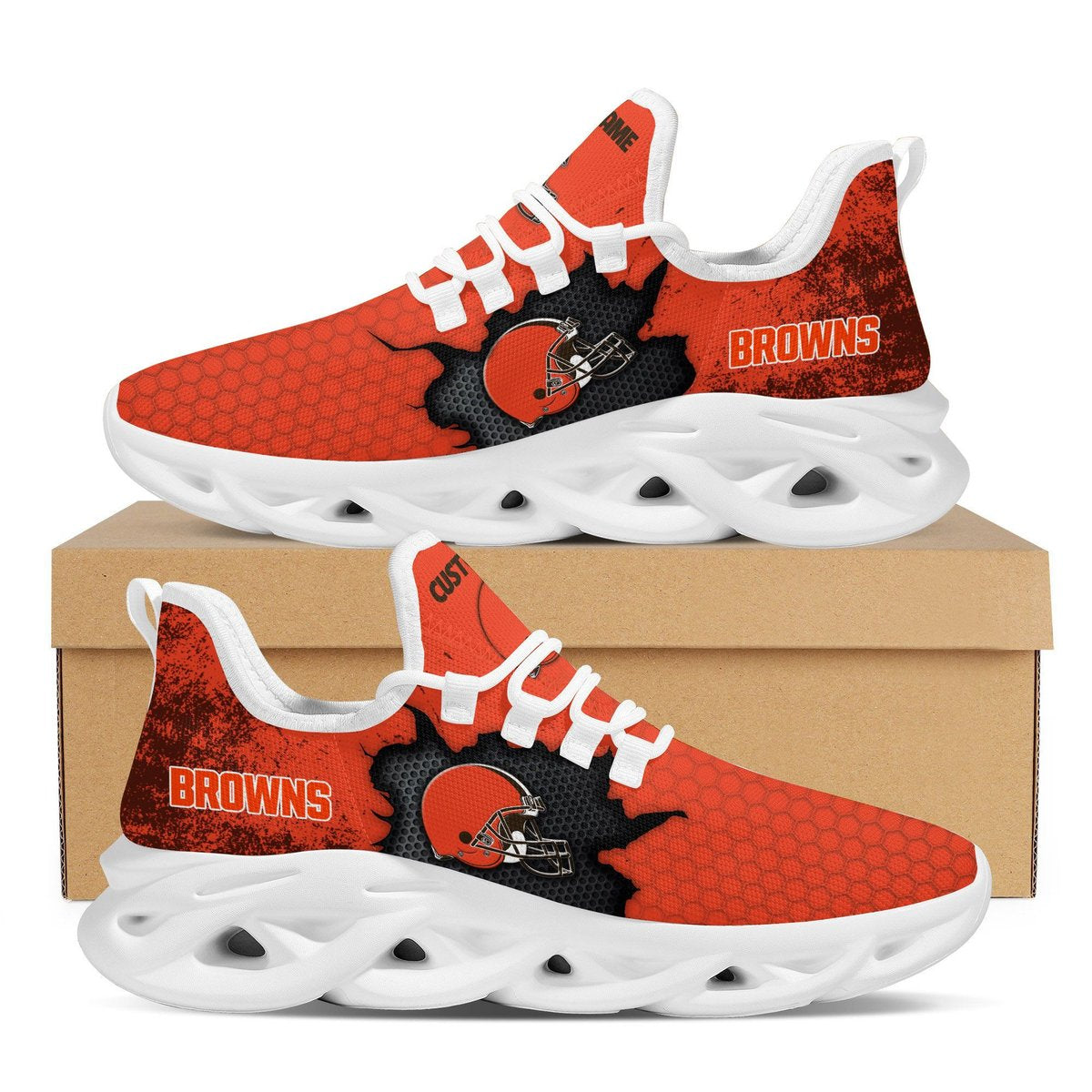 Cleveland Browns Cracked Design Trending Max Soul Clunky Sneaker Shoes Custom Name Personalized For Mens Womensfans For Men Women
