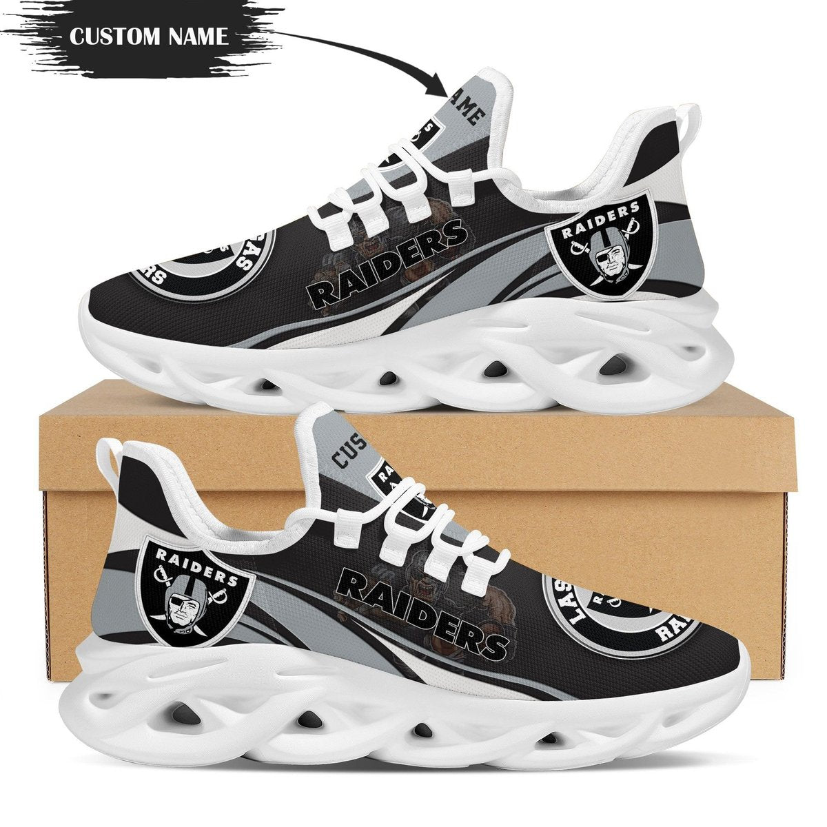Las Vegas Raiders Mascot Custom Name Personalized Max Soul Sneakers Running Sports Shoes For Men For Men Women