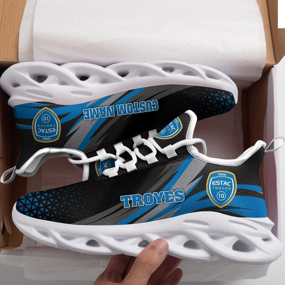 Troyes Triangle Custom Personalized Max Soul Sneakers Running Sports Shoes For Men Women Football Fan Football Fan For Men Women