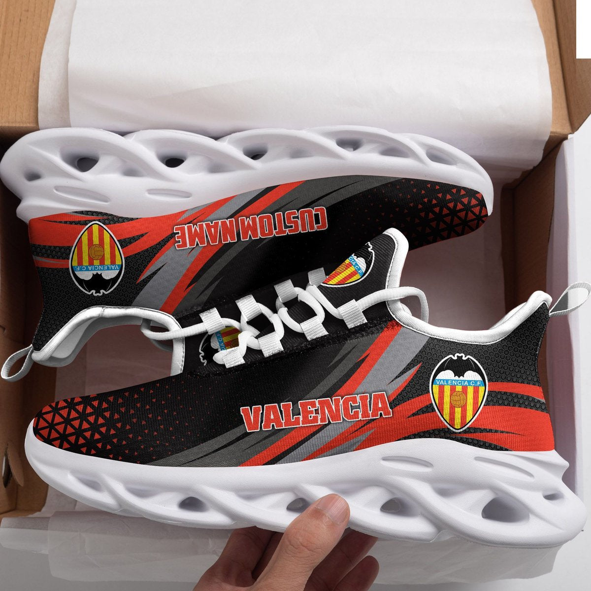 Valencia Triangle Custom Personalized Max Soul Sneakers Running Sports Shoes For Men Women Football Fan Football Fan For Men Women