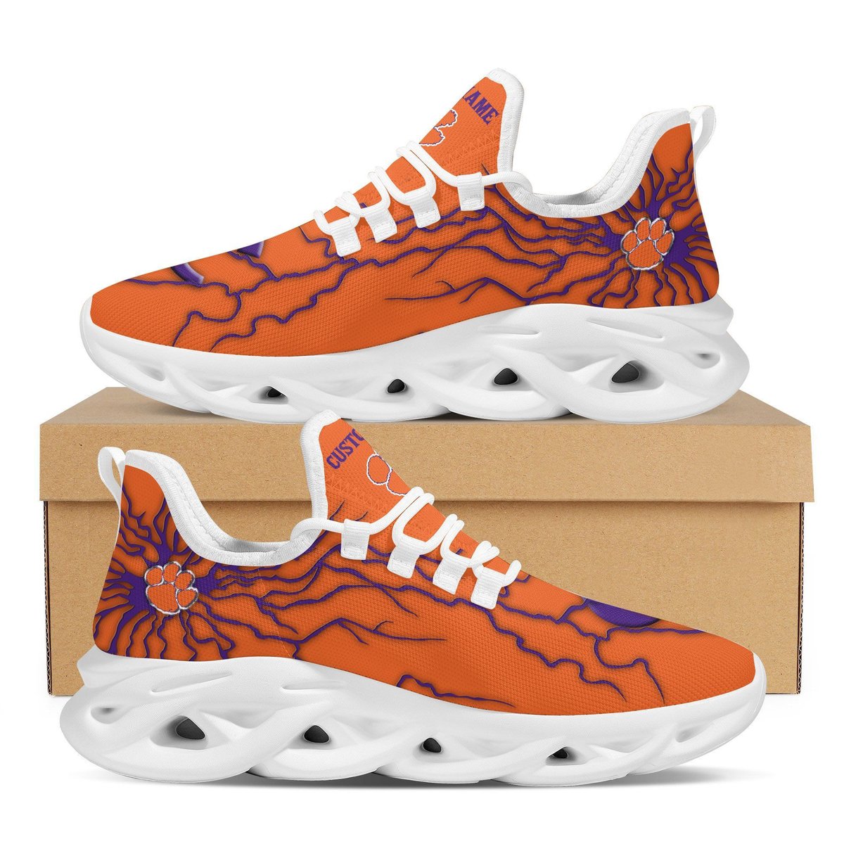 Clemson Tigers Custom Name Stylish Graffiti Personality Max Soul Shoes Clemson University For Men Women