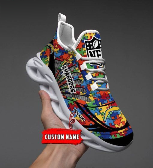 Os Angeles Chargers Nfl Autism M5 Personalized Max Soul Shoes