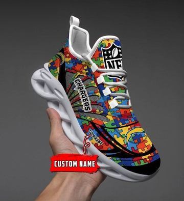 Os Angeles Chargers Nfl Autism M5 Personalized Max Soul Shoes