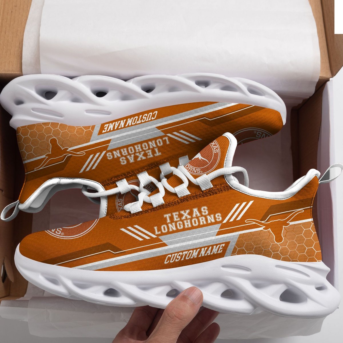 Texas Longhorns Custom Personalized Max Soul Sneakers Running Sports Shoes For Men Women Football Fan Football Fan University Of Texas At Austin