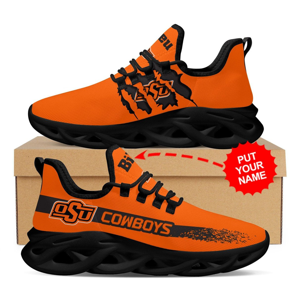 Oklahoma State Cowboys Custom Personalized Max Soul Sneakers Running Sports Shoes For Men Women For Men Women