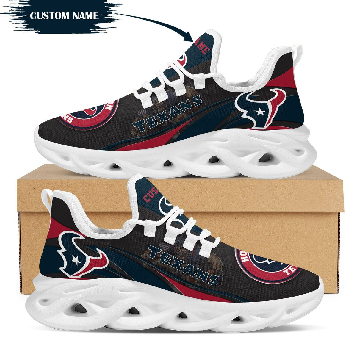 Houston Texans Mascot Custom Name Personalized Max Soul Sneakers Running Sports Shoes For Men For Men Women