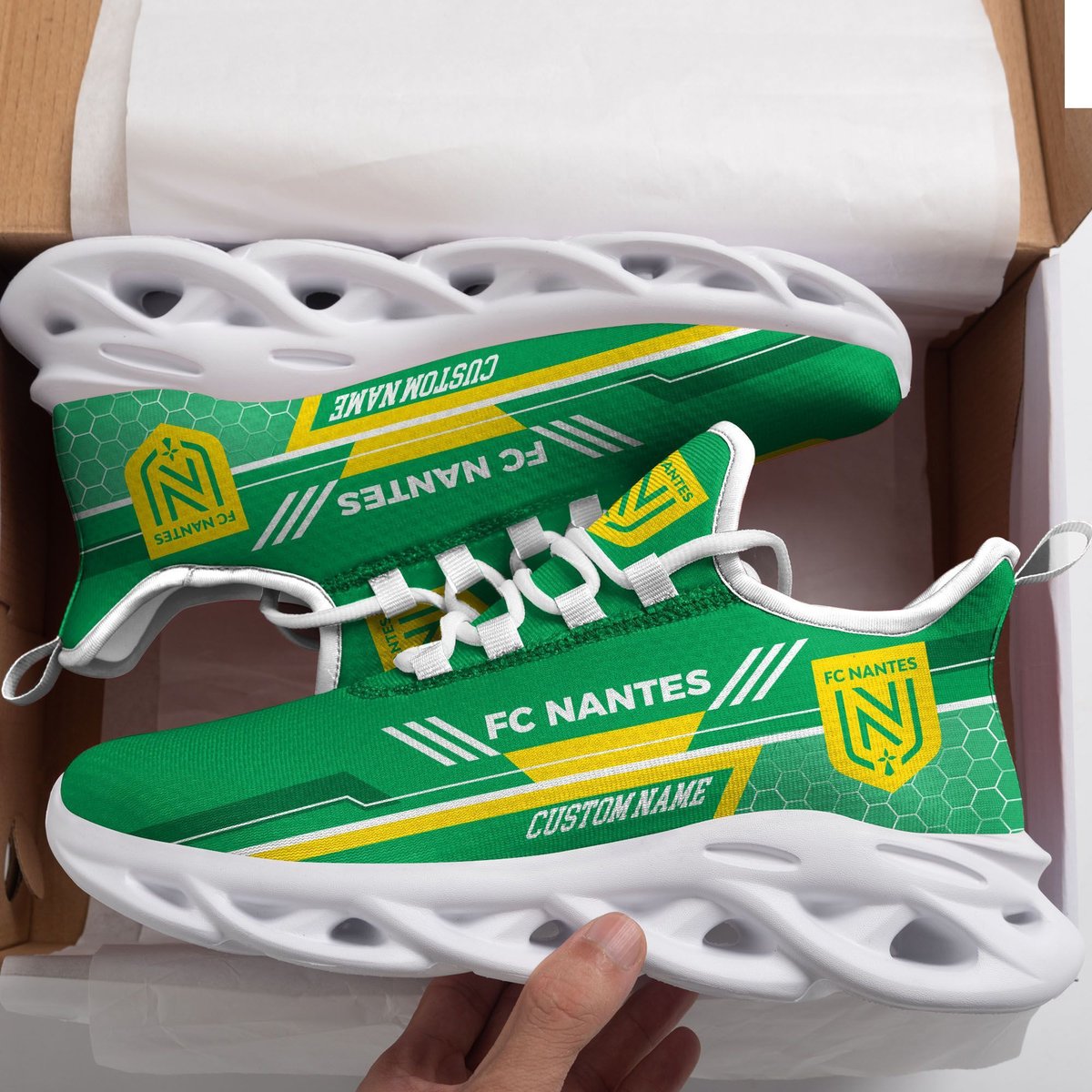 Fc Nantes Custom Personalized Max Soul Sneakers Running Sports Shoes For Men Women Football Fan Football Fan For Men Women