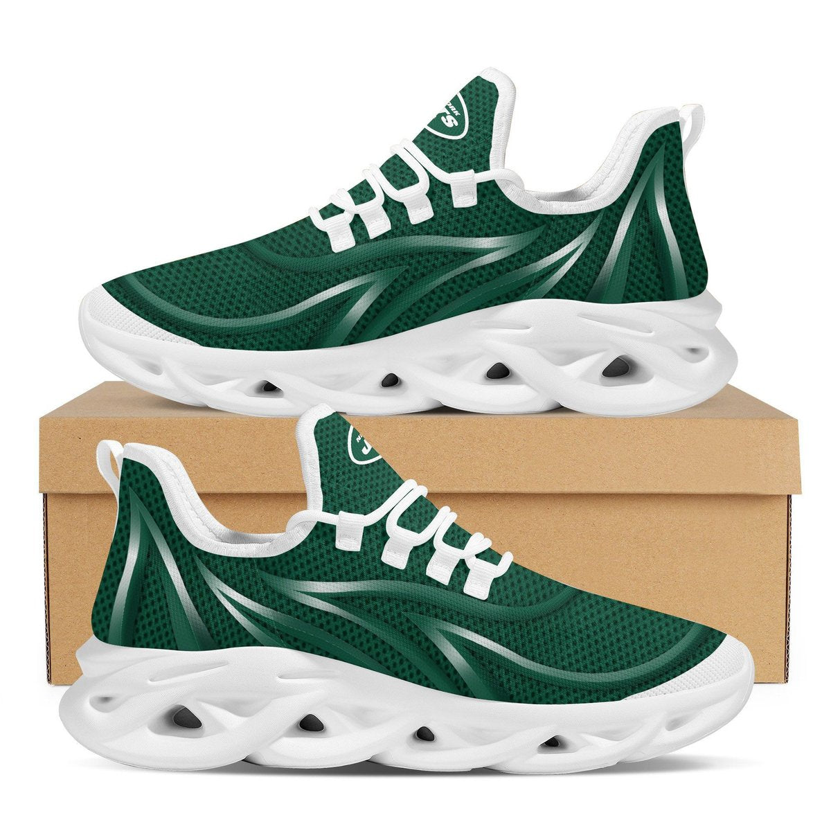 New York Jets Neon Flames Design Trending Max Soul Clunky Sneaker Shoes For Mens Womensamerican Football Team Fans For Men Women