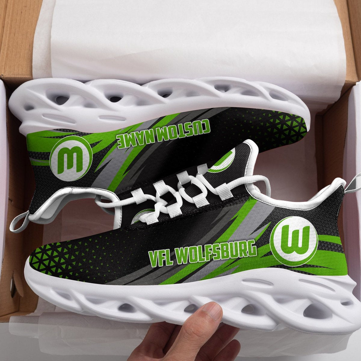 Vfl Wolfsburg Triangle Custom Personalized Max Soul Sneakers Running Sports Shoes For Men Women Football Fan Football Fan For Men Women