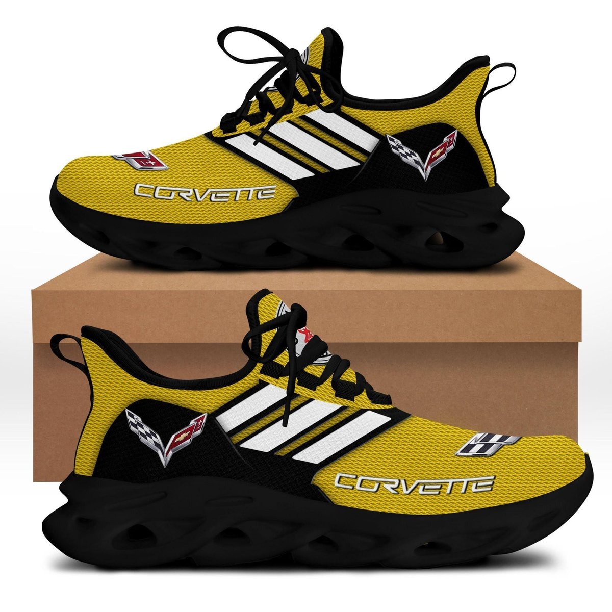 Chevrolet Corvette Running Racing Car 4k517 Gifts For Fans Running Shoes Max Soul Sneakers