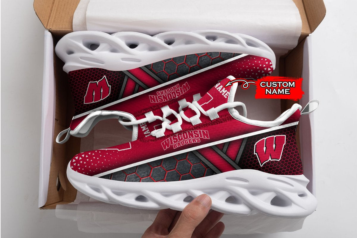 Wisconsin Badgers Max Soul Sneakers Black And White Nttms080913 For Men Women