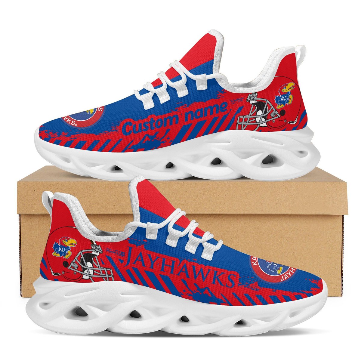 Kansas Jayhawks American Football Team Helmet Custom Name Personalized Men And Women Max Soul Sneakers Shoes For Fans For Men Women