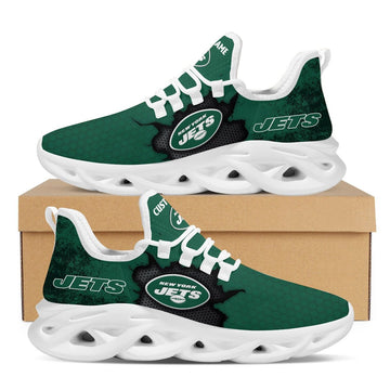 New York Jets Cracked Design Trending Max Soul Clunky Sneaker Shoes Custom Name Personalized For Mens Womens Fans For Men Women