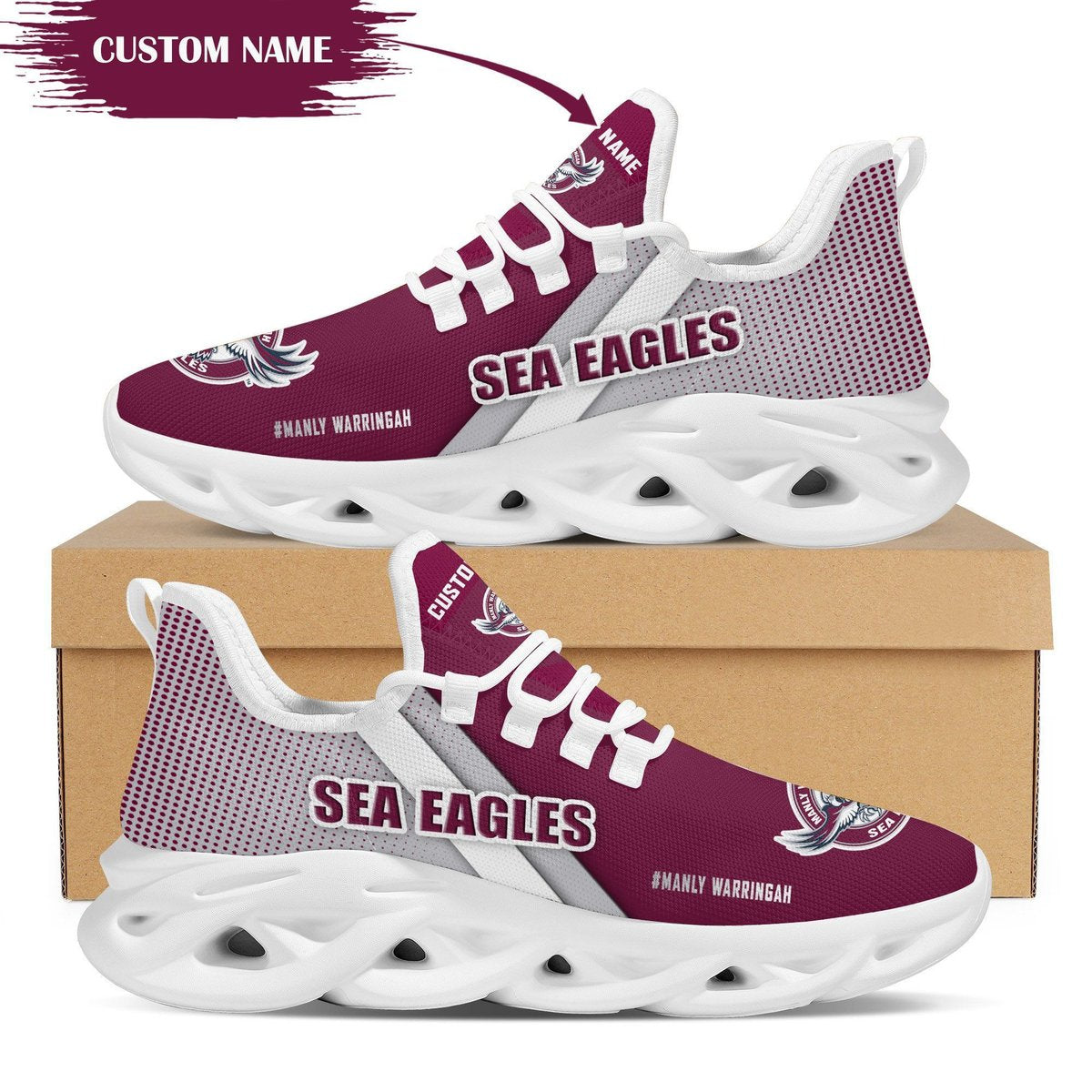 Manly-warringah Sea Eagles Custom Personalized Max Soul Sneakers Running Sports Shoes For Men Women Nrl For Men Women