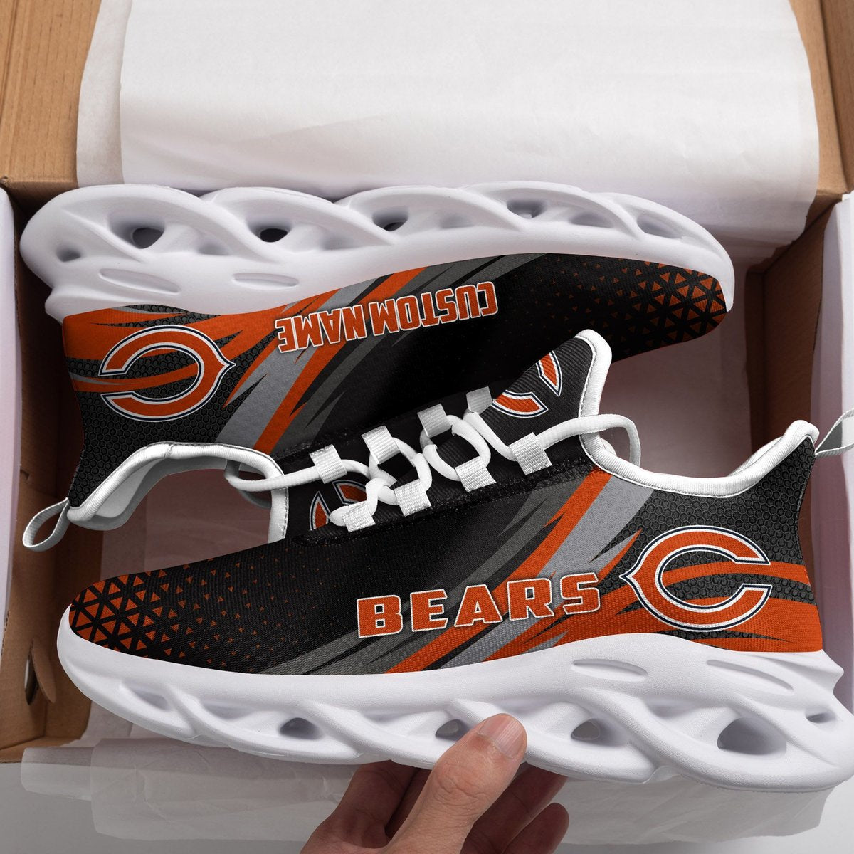 Chicago Bears Triangle Custom Personalized Max Soul Sneakers Running Sports Shoes For Men Women Football Fanfootball Fan For Men Women