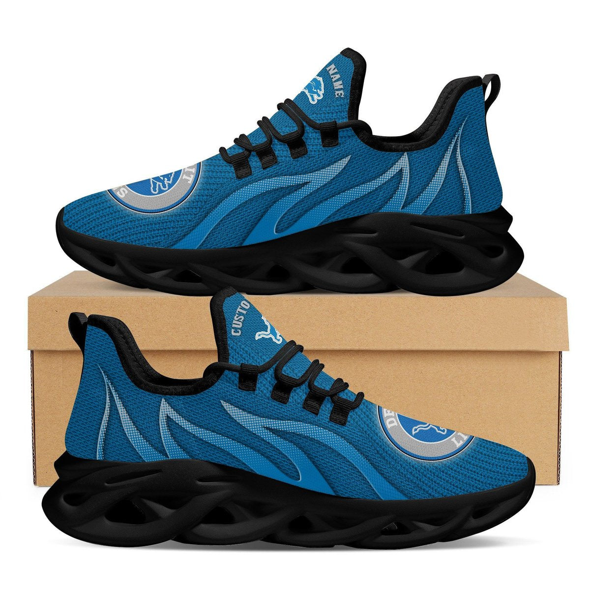 Detroit Lions Custom Name Sport Max Soul Sneaker Shoes For Fans For Men Women