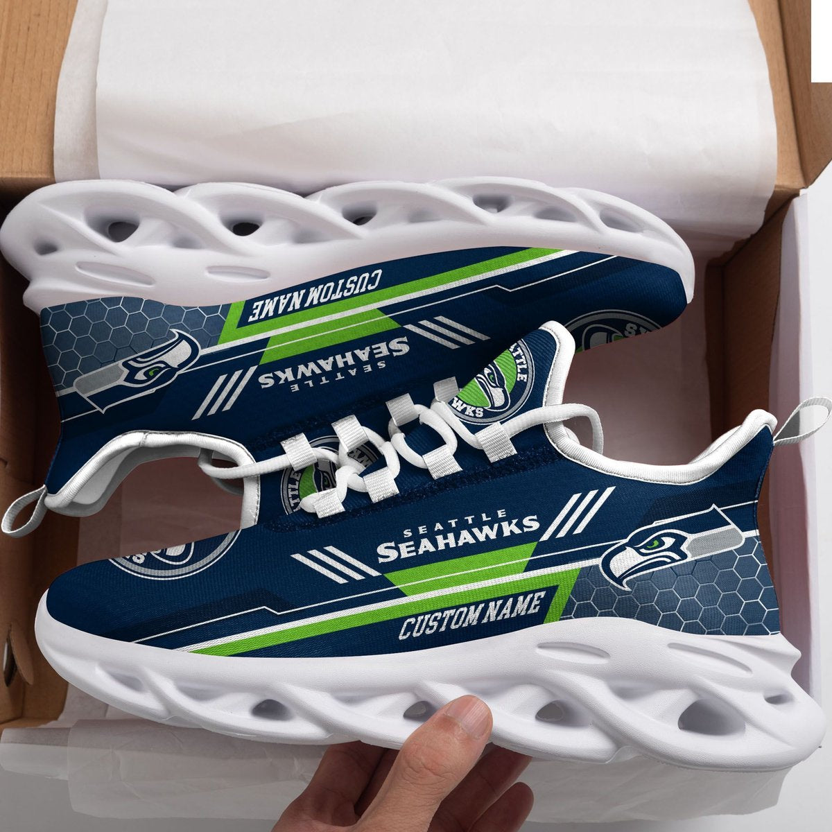 Seattle Seahawks Custom Personalized Max Soul Sneakers Running Sports Shoes For Men Women Football Fanfootball Fan For Men Women