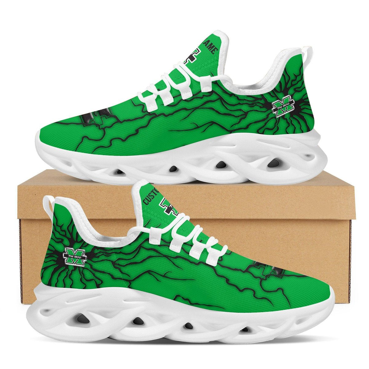 Marshall Thundering Herd Custom Name Stylish Graffiti Personality Max Soul Shoes Marshall University For Men Women