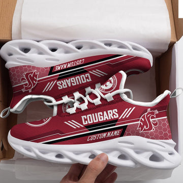 Washington State Cougars Custom Personalized Max Soul Sneakers Running Sports Shoes For Men Women Football Fan Football Fan For Men Women