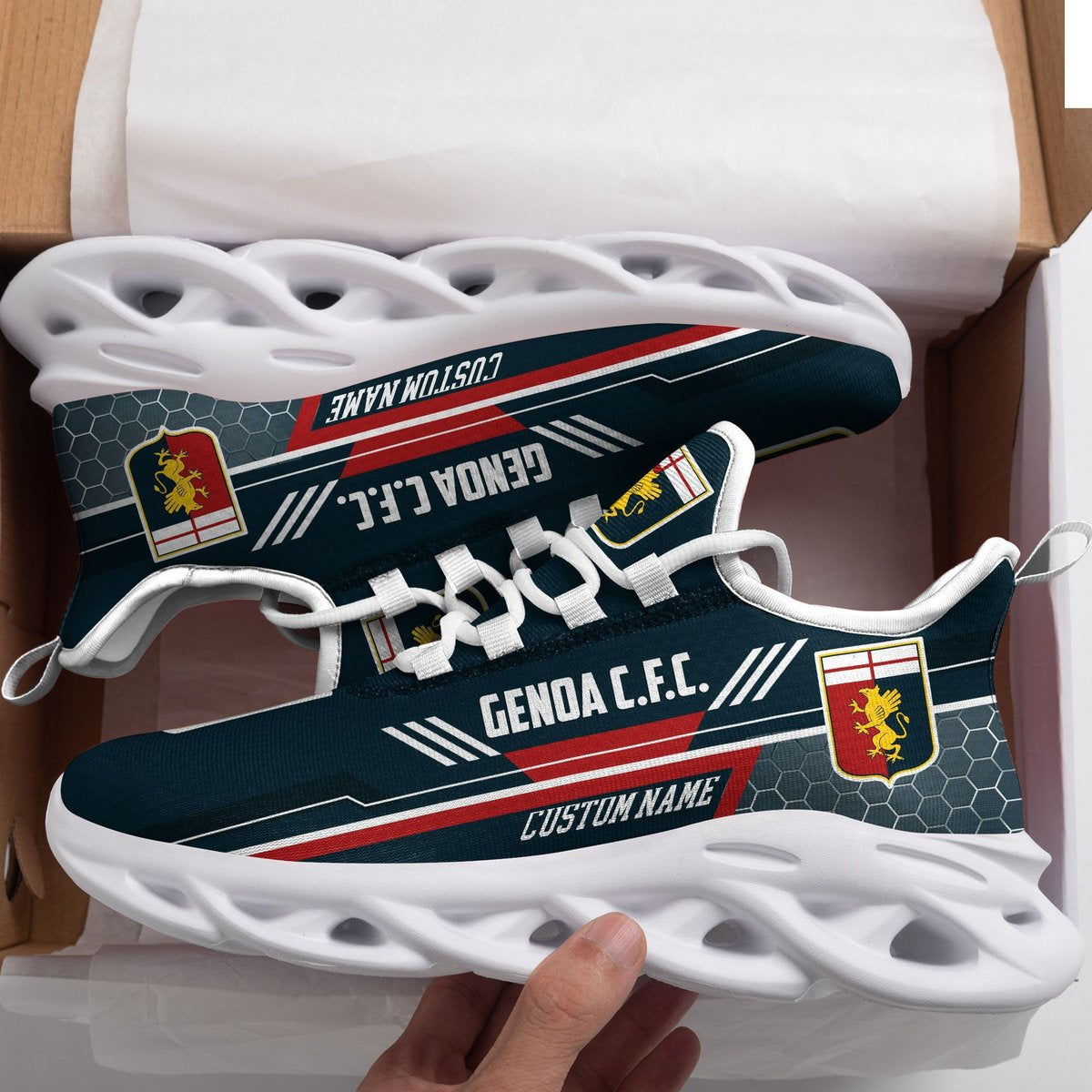 Genoa C.f.c Custom Personalized Max Soul Sneakers Running Sports Shoes For Men Women Football Fan Football Fan For Men Women