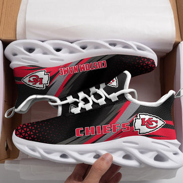 Kansas City Chiefs Triangle Custom Personalized Max Soul Sneakers Running Sports Shoes For Men Women Football Fanfootball Fan For Men Women