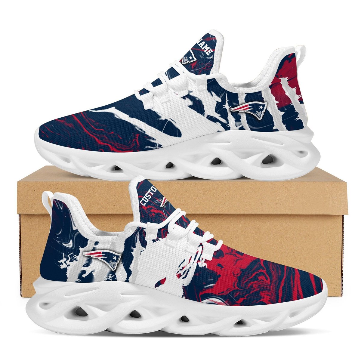 New England Patriots American Football Team Trending Custom Personalized With Name Max Soul Clunky Sneaker Shoes For Men Women For Men Women