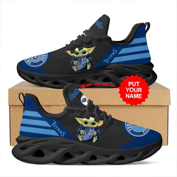 Tennessee Titans Baby Yoda Hug Custom Name Personalized Max Soul Sneakers Running Sports Shoes For Men Women For Men Women
