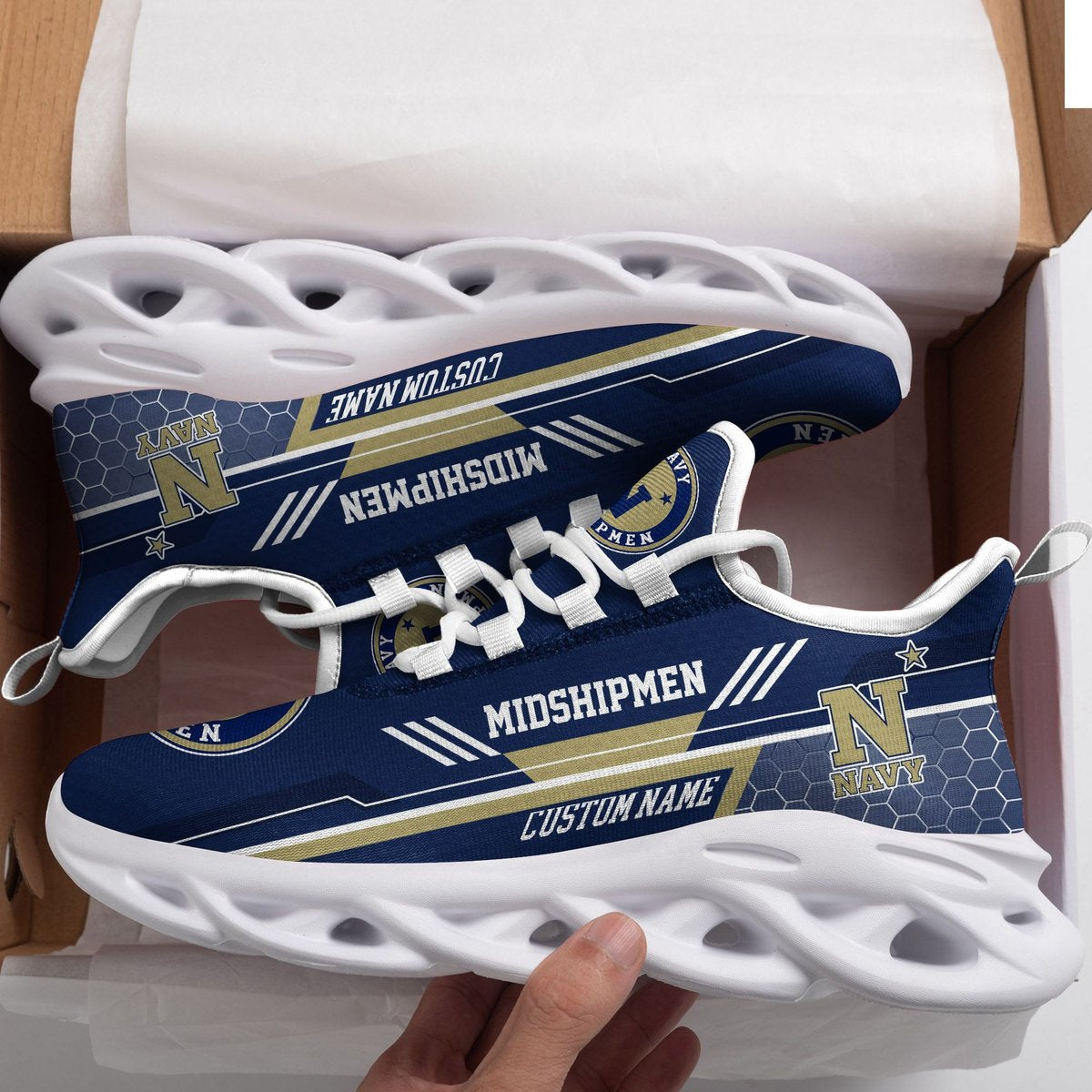 Navy Midshipmen Custom Personalized Max Soul Sneakers Running Sports Shoes For Men Women Football Fan Football Fan United States Naval Academy