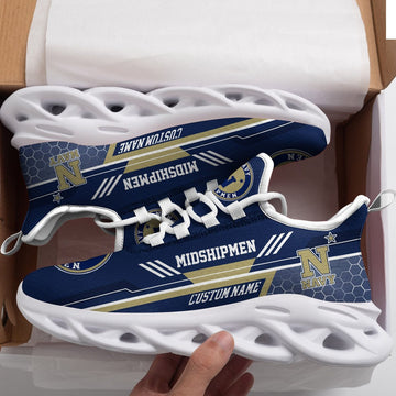 Navy Midshipmen Custom Personalized Max Soul Sneakers Running Sports Shoes For Men Women Football Fan Football Fan United States Naval Academy