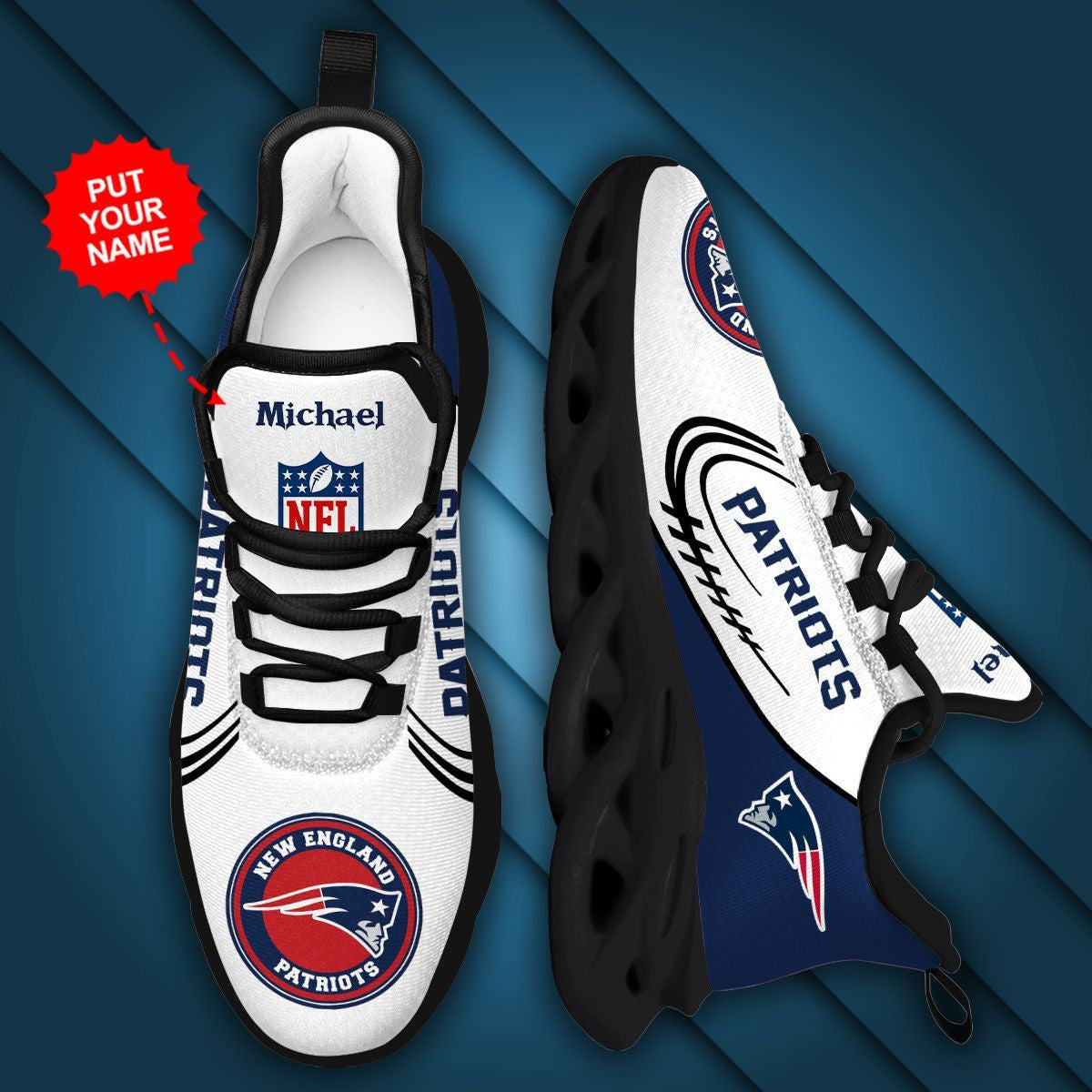New England Patriots Custom Personalized Max Soul Sneakers Running Sports Shoes For Men Women For Men Women