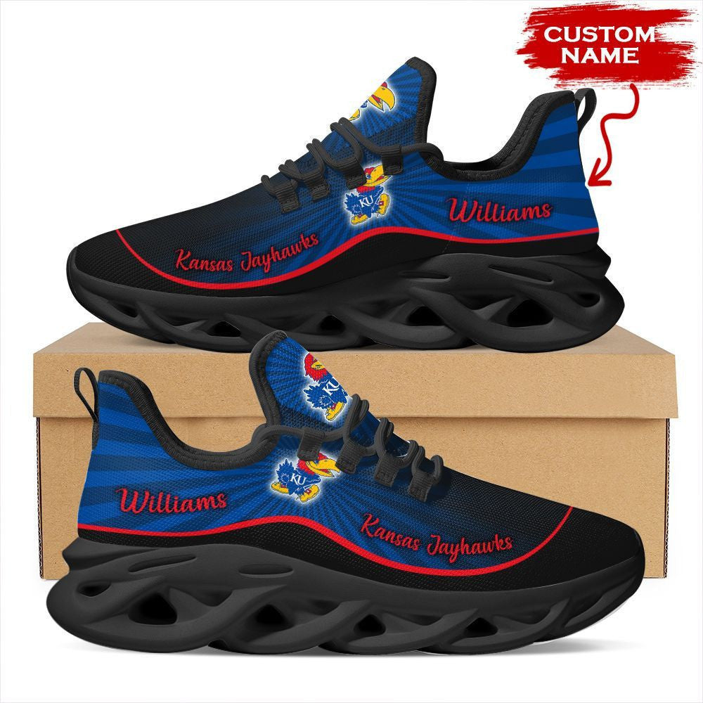 Kansas Jayhawks Custom Name Personalized Max Soul Sneakers Running Sports Shoes For Men Women For Men Women