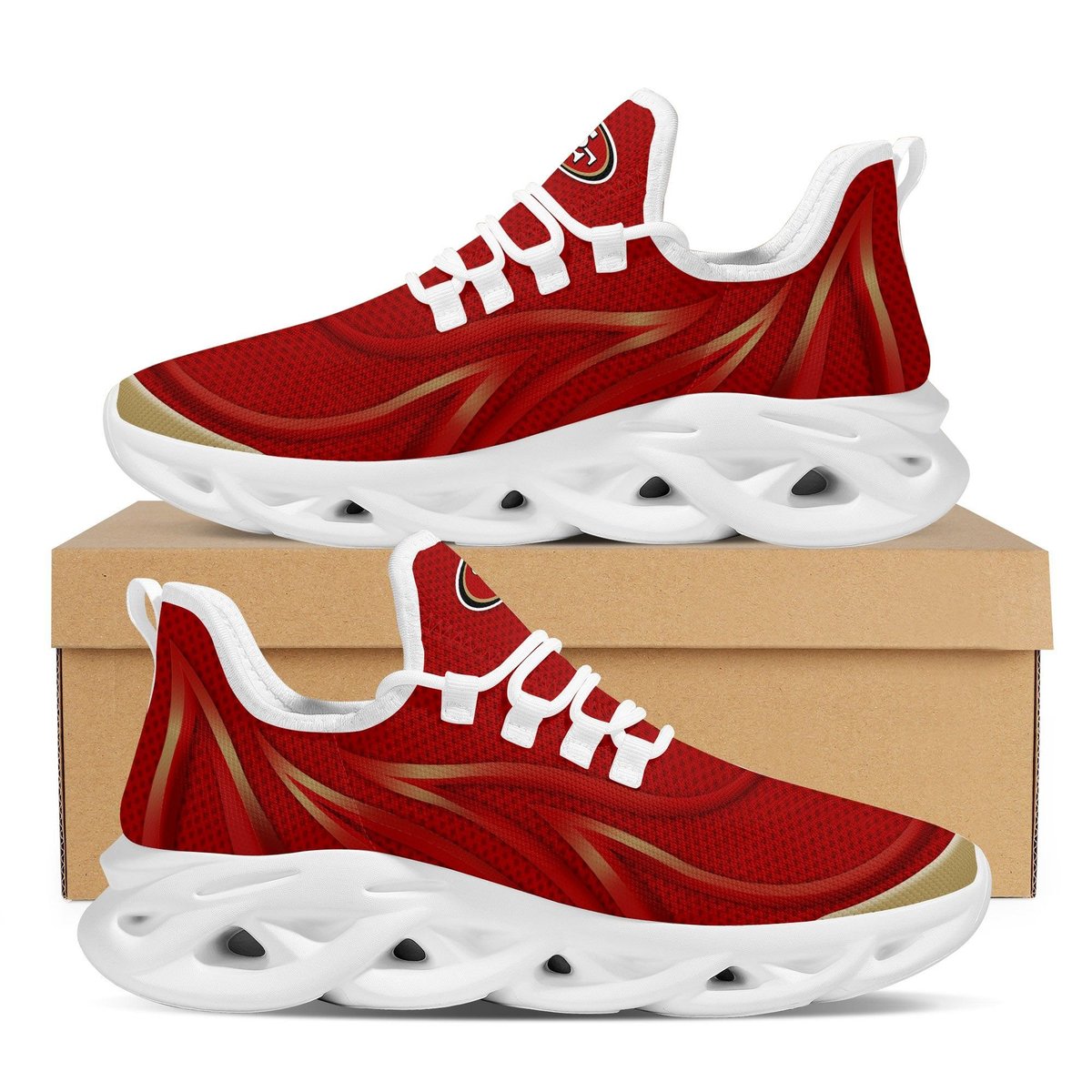 San Francisco 49ers Neon Flames Design Trending Max Soul Clunky Sneaker Shoes For Mens Womens American Football Team Fans For Men Women