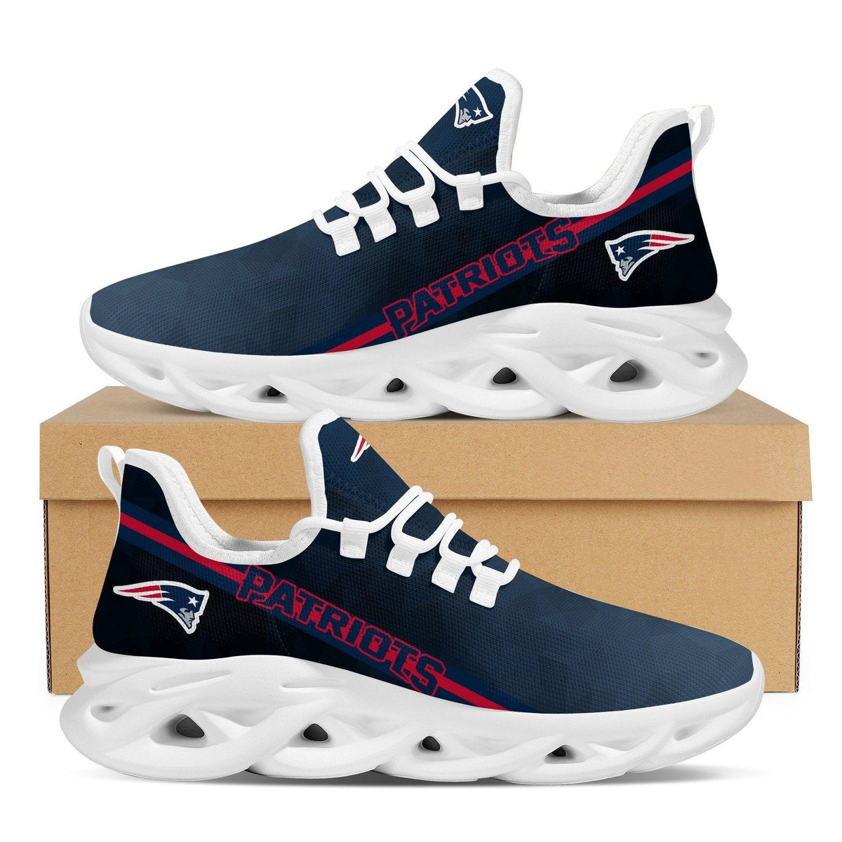 New England Patriots Polygonal Design Trending Max Soul Clunky Sneaker Shoes For Mens Womensamerican Football Team Fans For Men Women