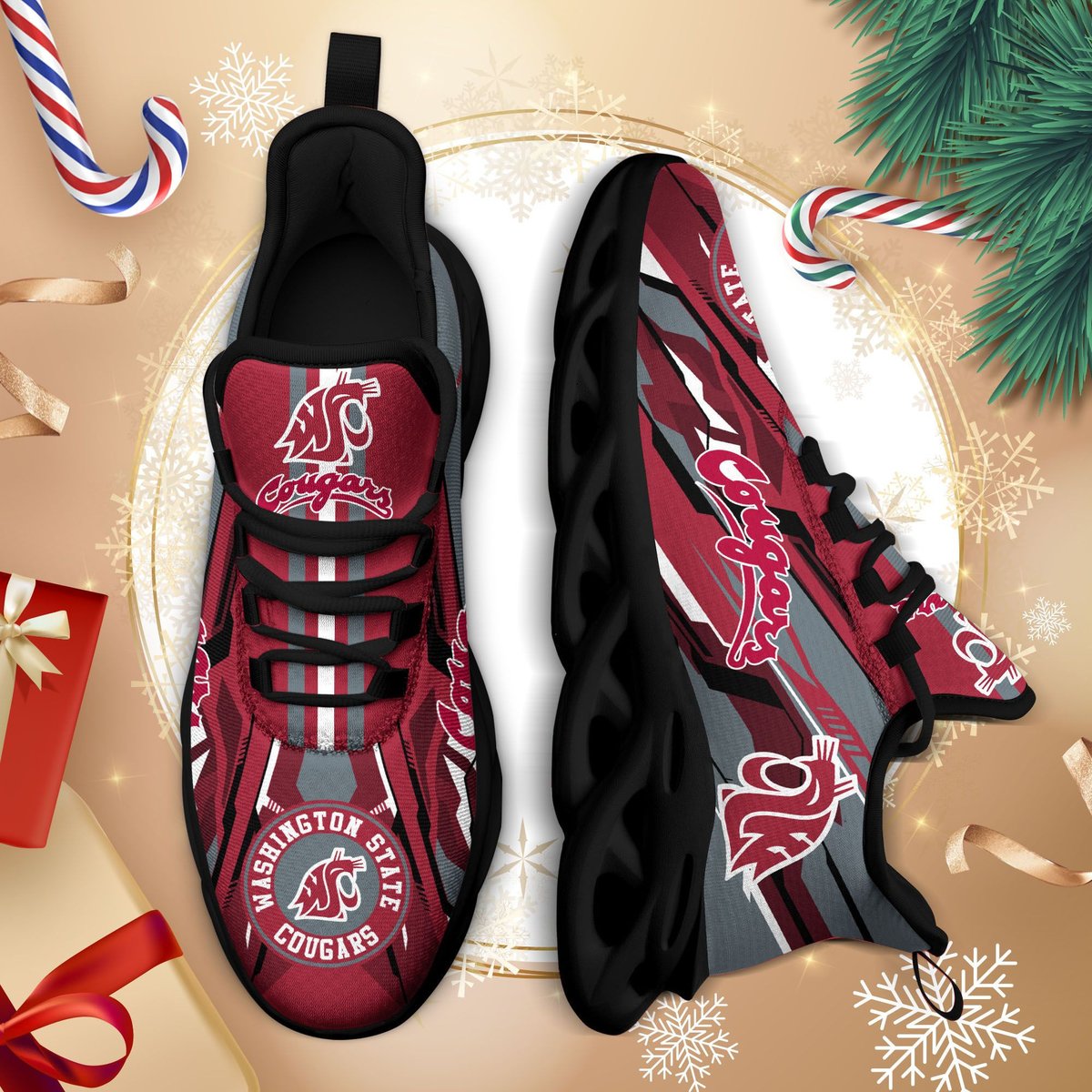 Washington State Cougars Ncaa1-max Soul Sneakers For This Season Na26574 Perfect Choice Sport Beautiful Printing For Men Women