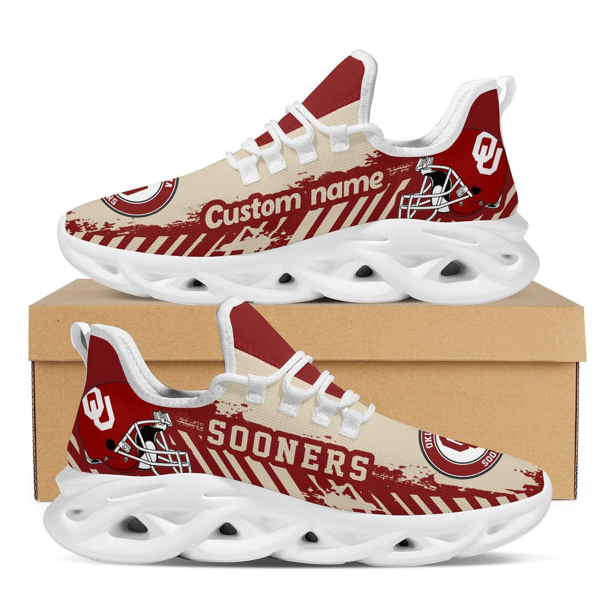 Oklahoma Sooners American Football Team Helmet Custom Name Personalized Men And Women Max Soul Sneakers Shoes For Fans For Men Women