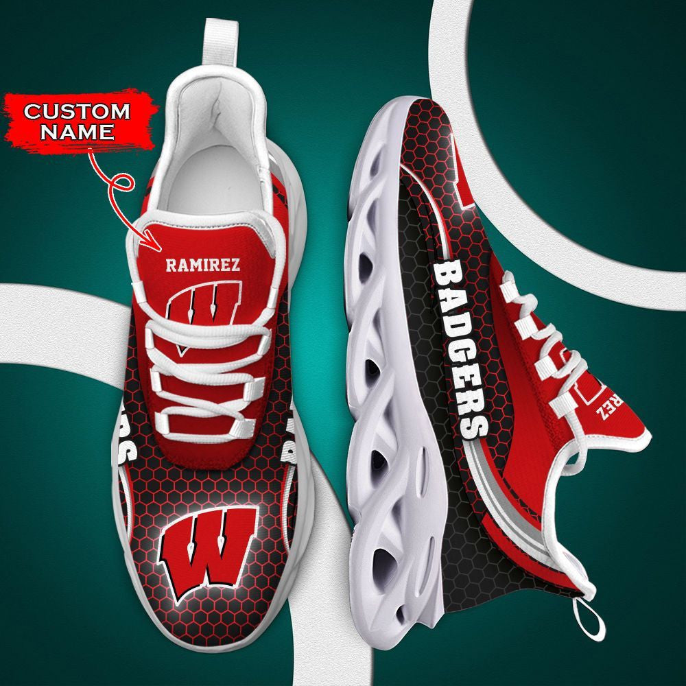 Wisconsin Badgers Max Soul Shoes Luxury Custom Name 01 M3ttt0526 For Men Women