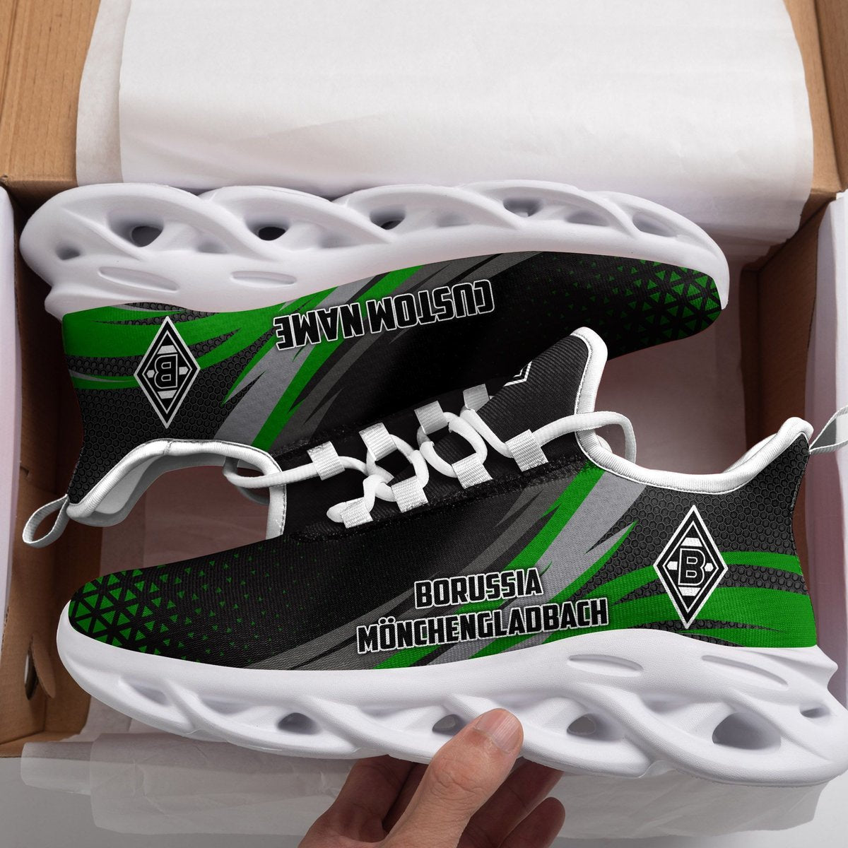 Borussia Mnchengladbach Triangle Custom Personalized Max Soul Sneakers Running Sports Shoes For Men Women Football Fan Football Fan For Men Women