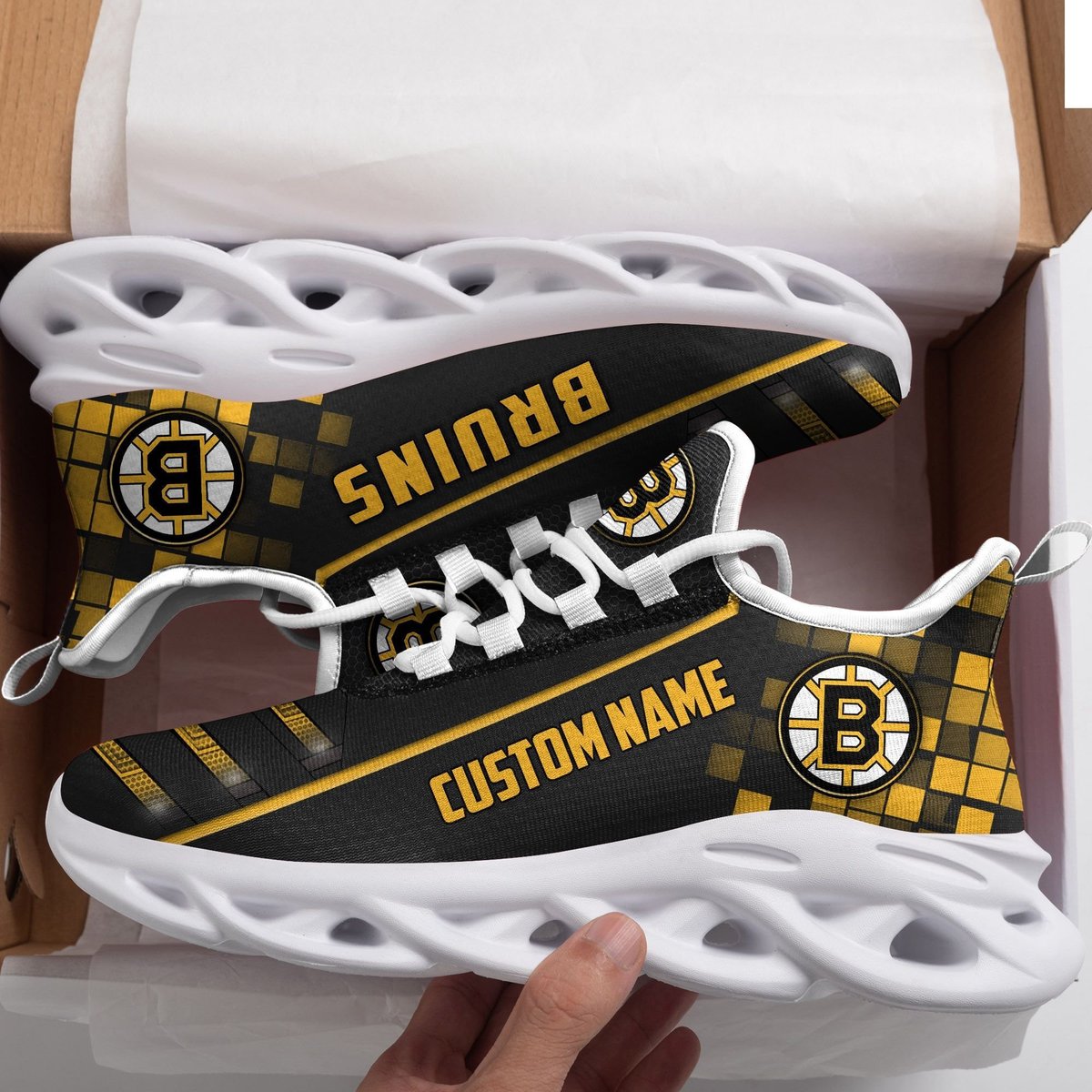 Boston Bruins Custom Name Max Soul Sneaker Shoes For Fan For Men Women