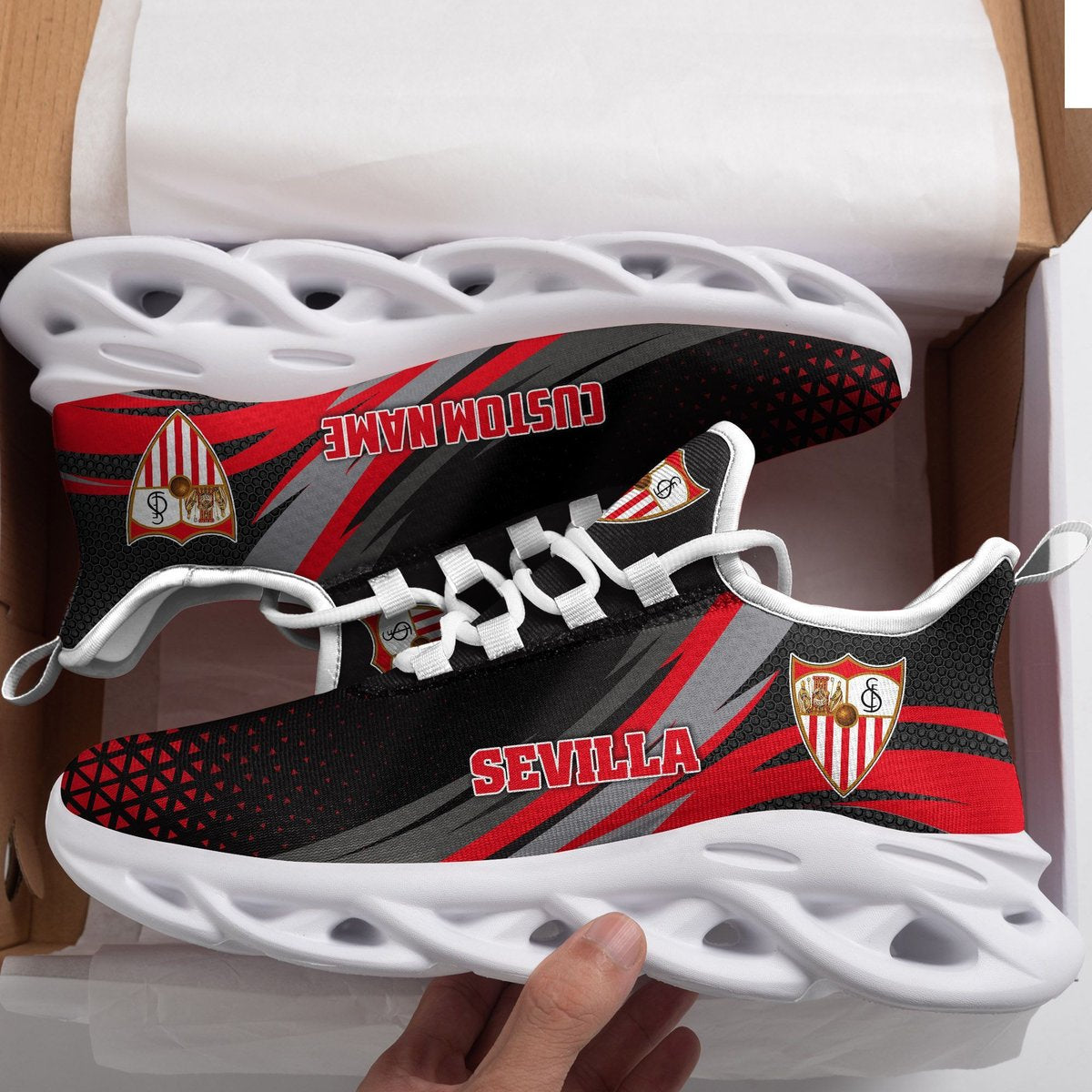 Sevilla Triangle Custom Personalized Max Soul Sneakers Running Sports Shoes For Men Women Football Fan Football Fan For Men Women