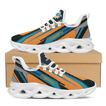 Miami Dolphins Geometric Hexagon Design Trending Max Soul Clunky Sneaker Shoes For Mens Womensamerican Football Team Fans For Men Women