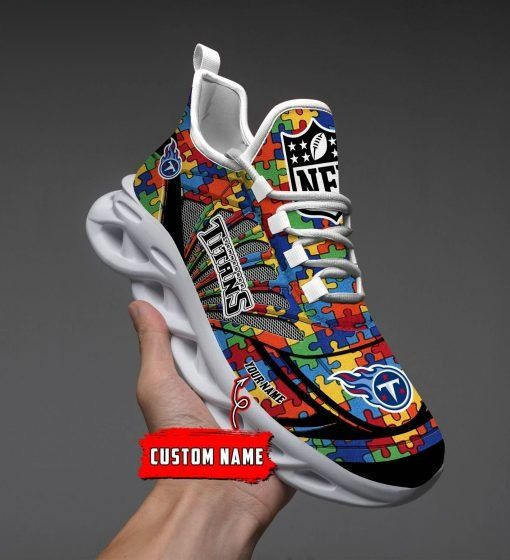 Ennessee Titans Nfl Autism M5 Personalized Max Soul Shoes